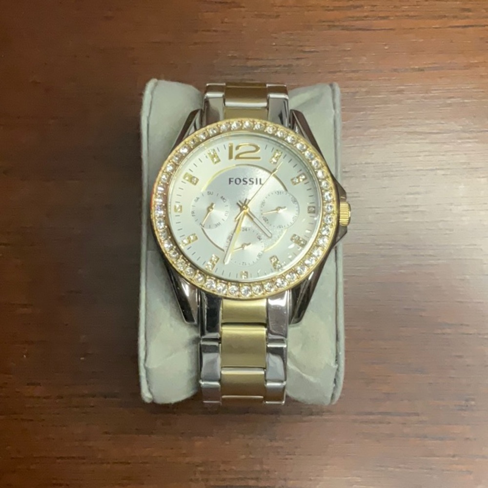 Bling Gold and Silver Women’s Fossil Watch